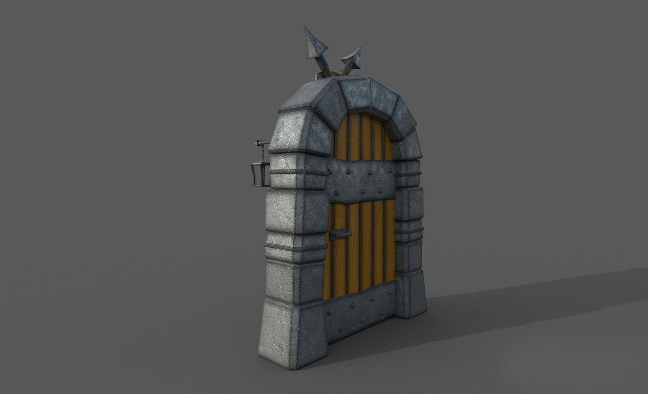 Medieval Cartoon Door  3D model_3