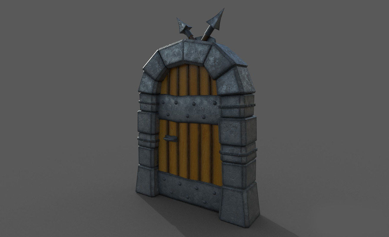 Medieval Cartoon Door  3D model_2