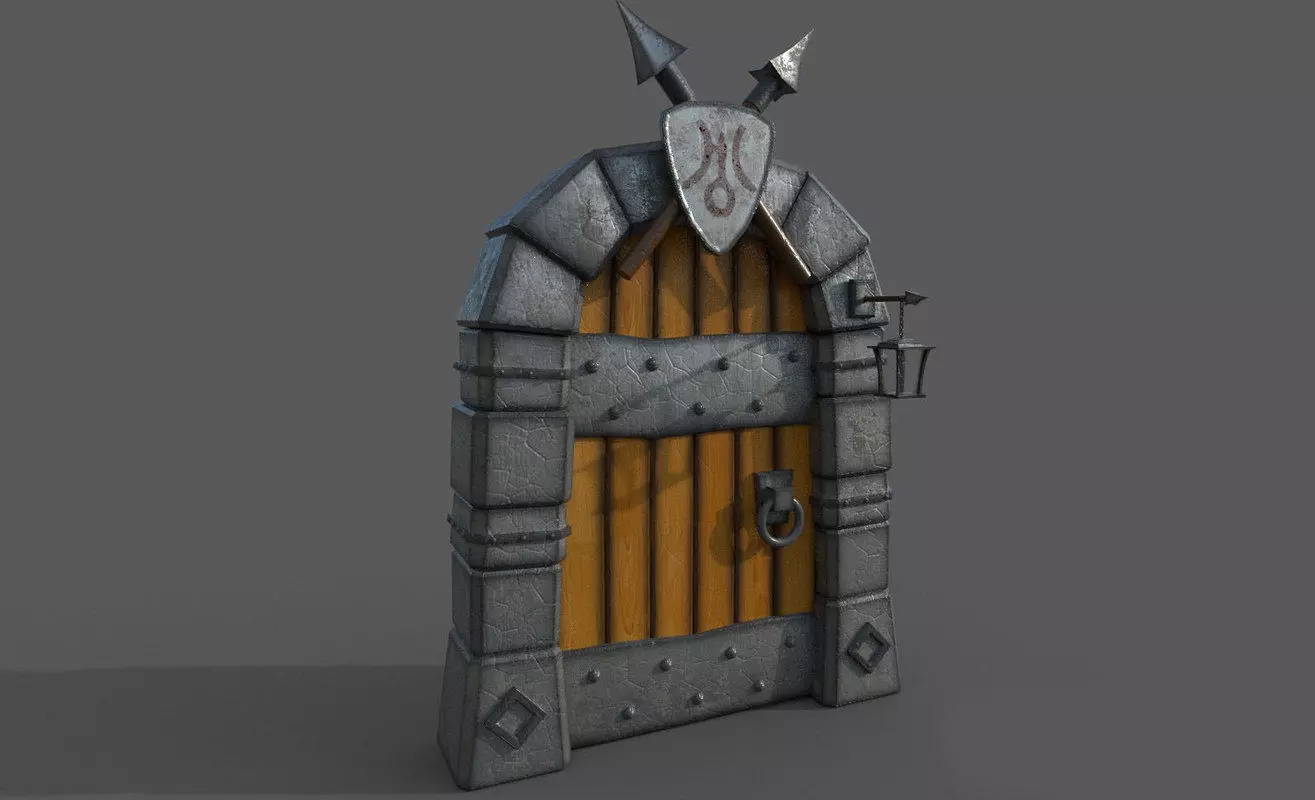 Medieval Cartoon Door  3D model_0