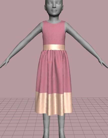 vestido infantil simples Low-poly 3D model_4