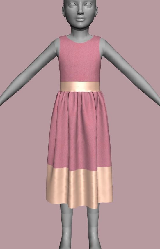 vestido infantil simples Low-poly 3D model_2