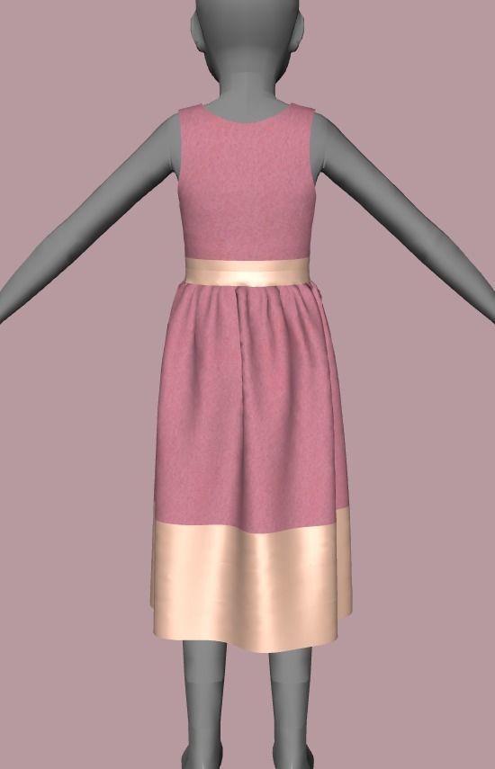 vestido infantil simples Low-poly 3D model_3