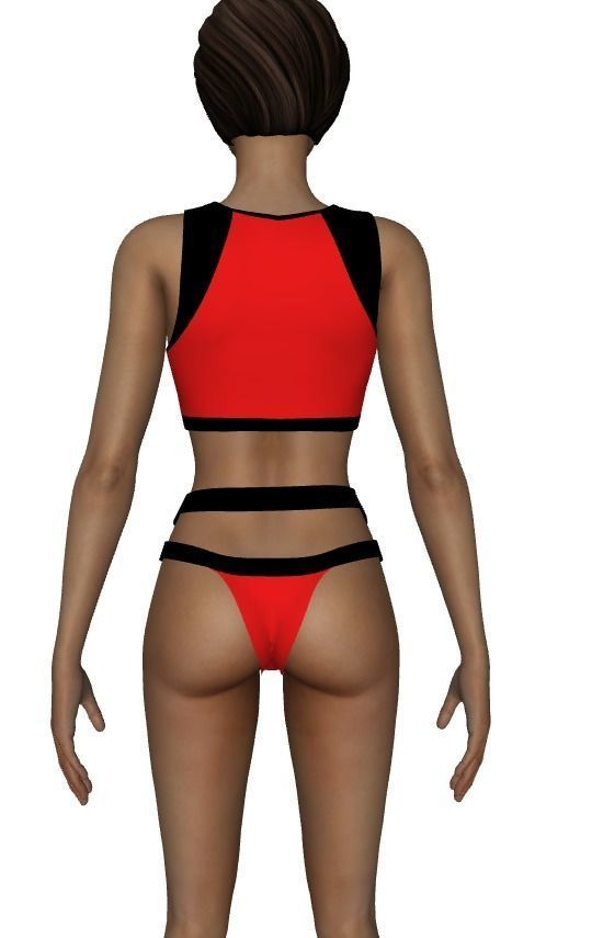 bikini Low-poly 3D model_2