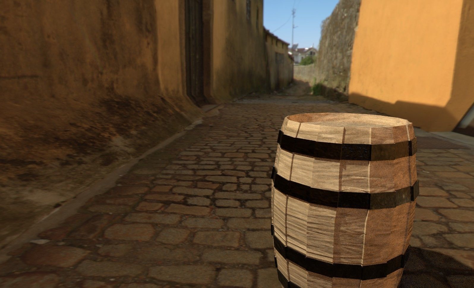 Barrel wooden in sky Free low-poly 3D model_3