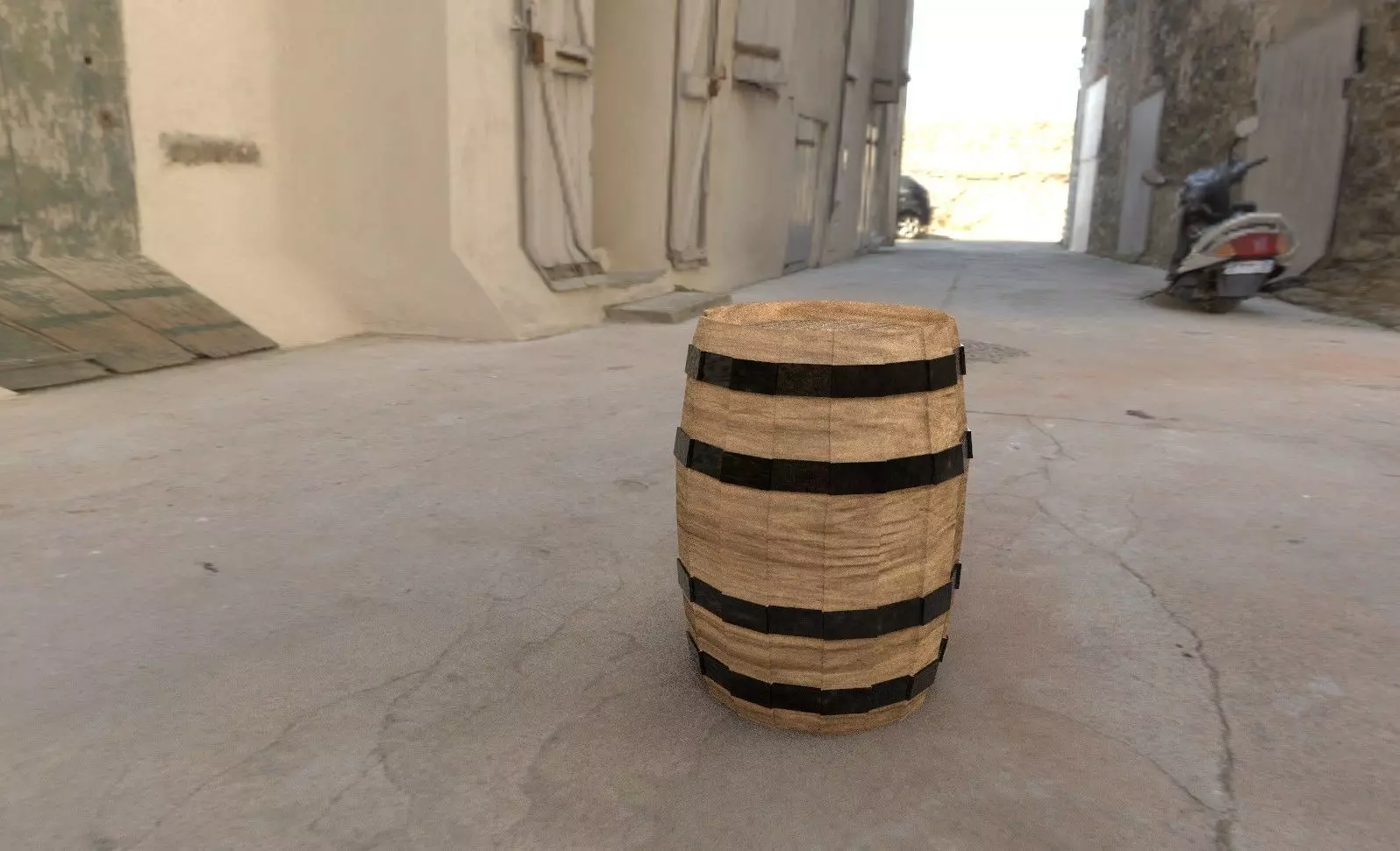 Barrel wooden in sky Free low-poly 3D model_0