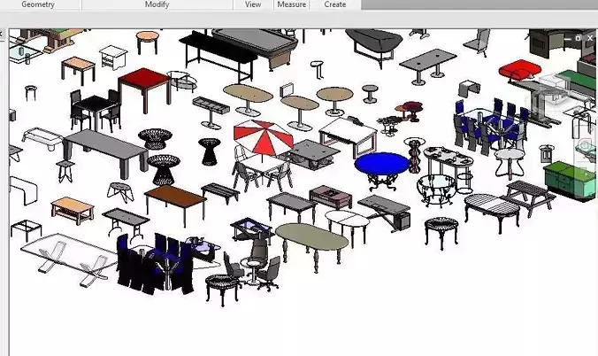 239 Models Tables Revit 2015 3D model