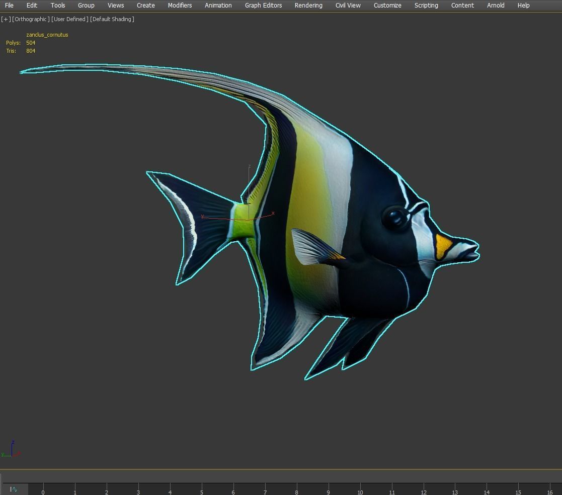 Fish Zanclus Cornutus Low-poly 3D model_5