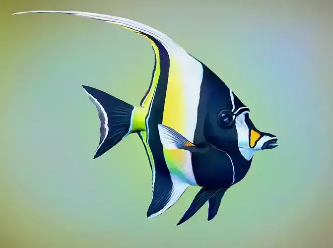Fish Zanclus Cornutus Low-poly 3D model