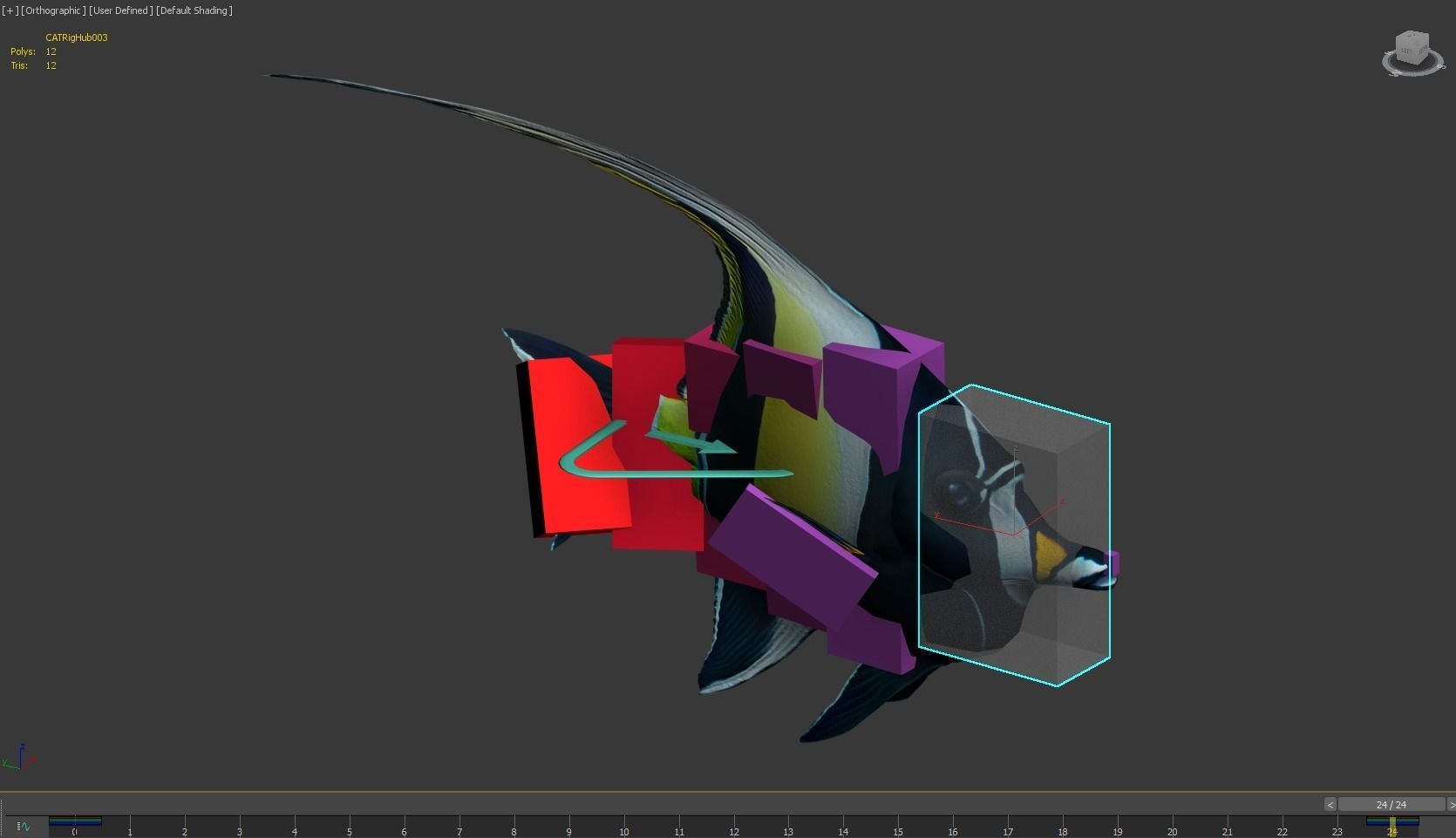 Fish Zanclus Cornutus Low-poly 3D model_9