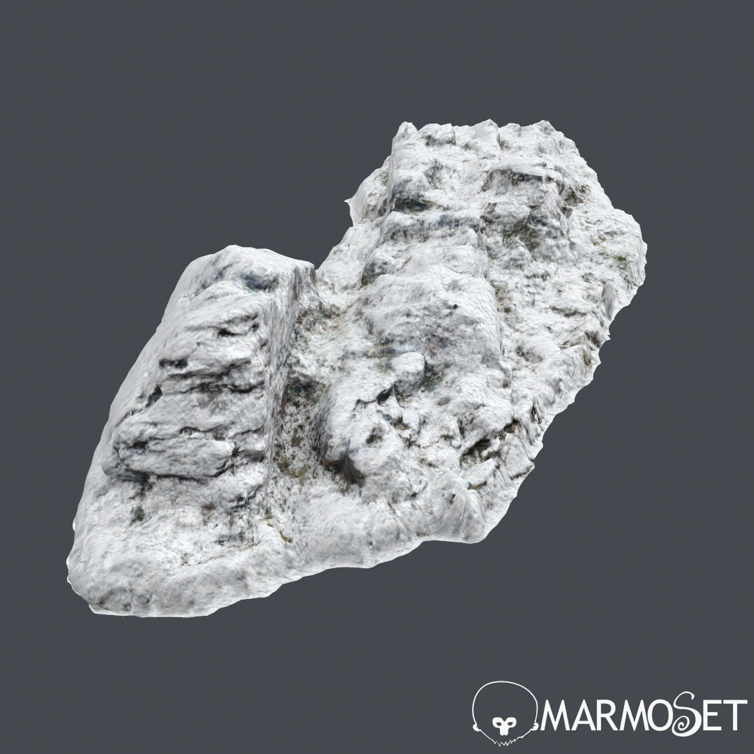 3d scanned rock cliff A Snow 3D model_4
