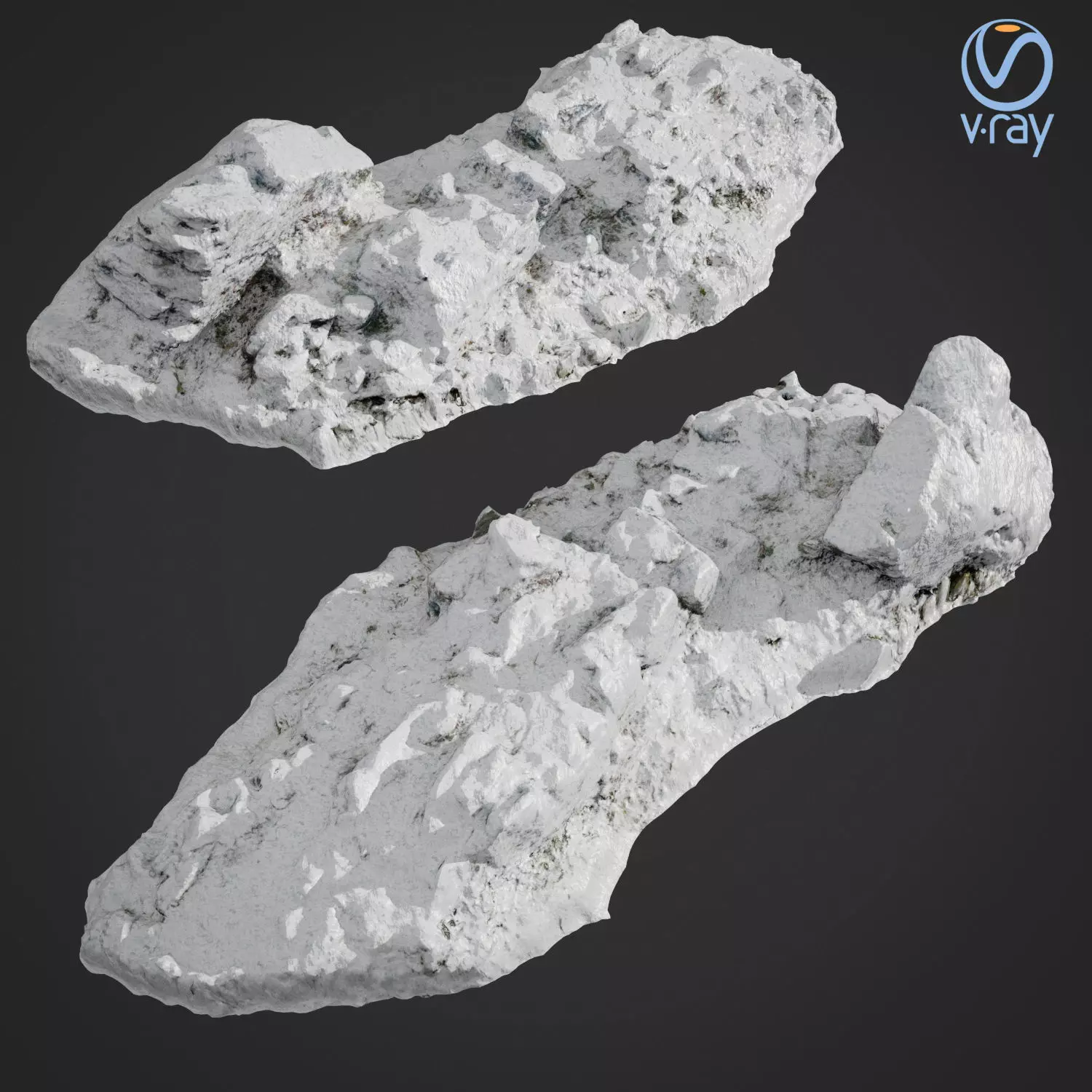 3d scanned rock cliff A Snow 3D model_0