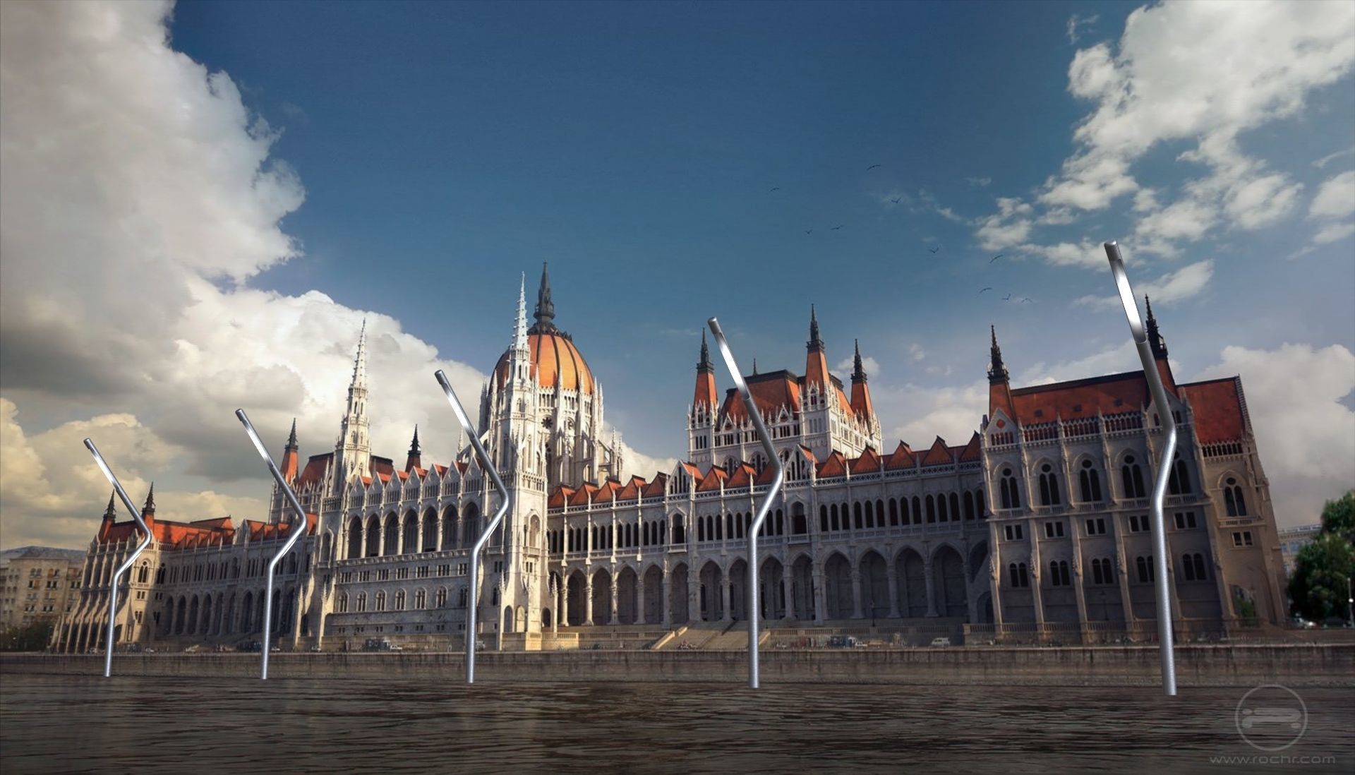 Modern Street Lamp 3D model_1