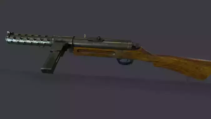 MP 18 German Submachine Game Ready UE4 Unity Low-poly 3D model