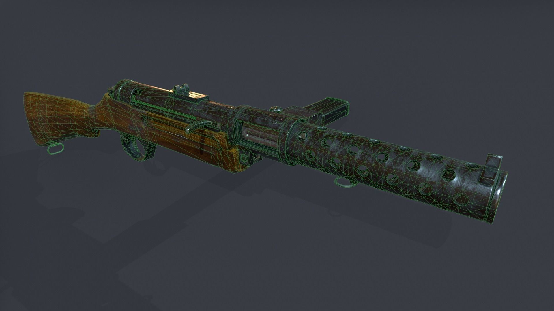 MP 18 German Submachine Game Ready UE4 Unity Low-poly 3D model_7