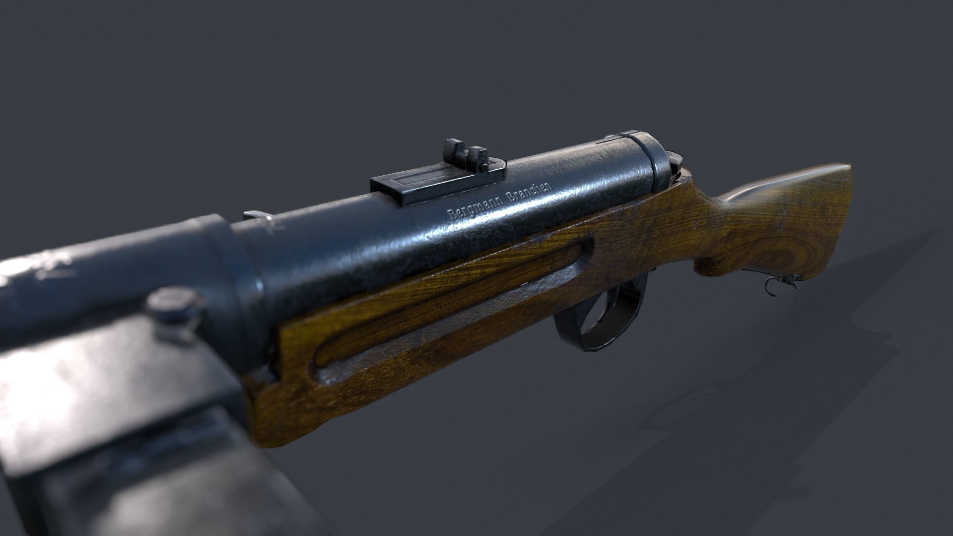 MP 18 German Submachine Game Ready UE4 Unity Low-poly 3D model_9