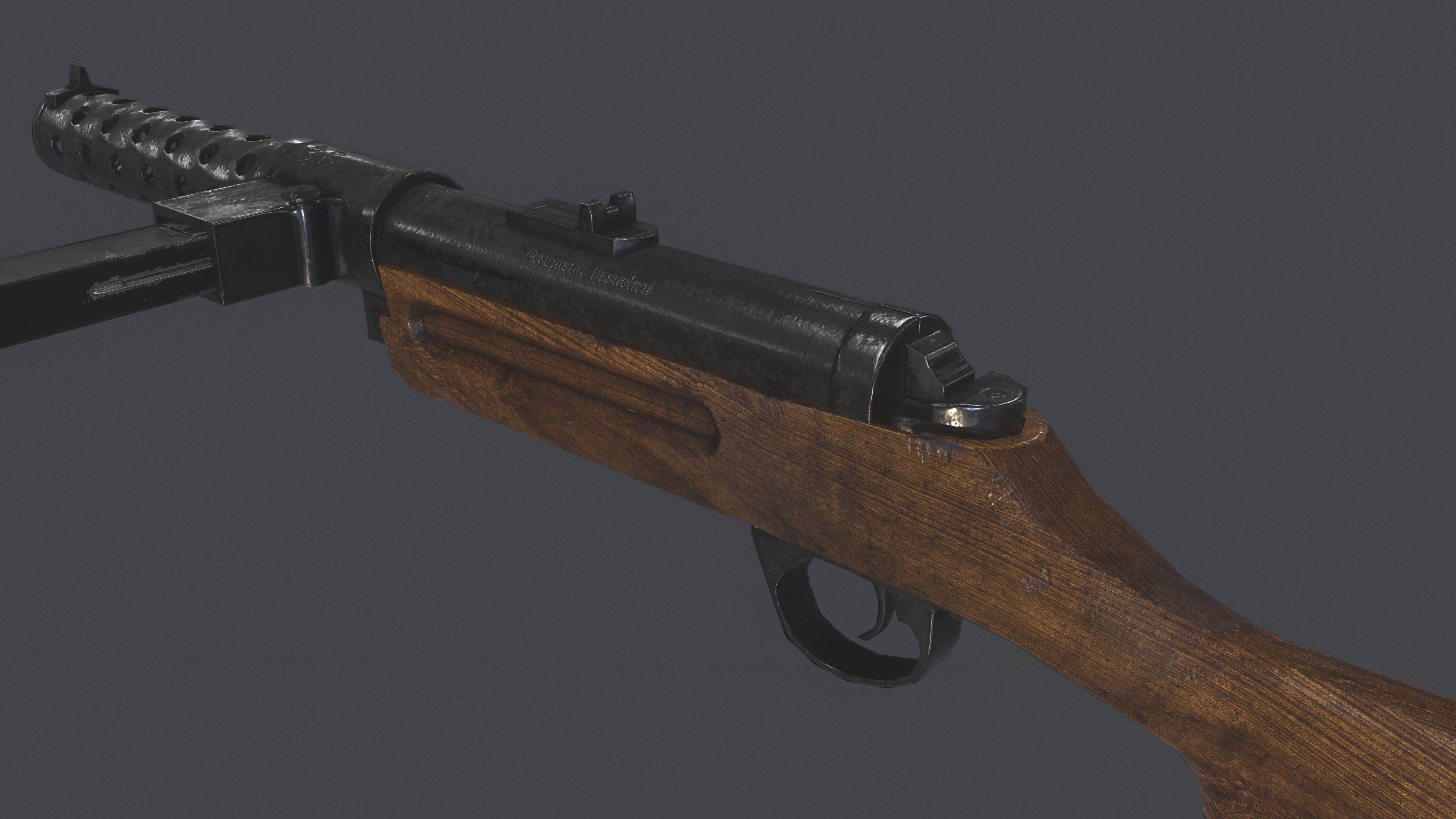 MP 18 German Submachine Game Ready UE4 Unity Low-poly 3D model_6