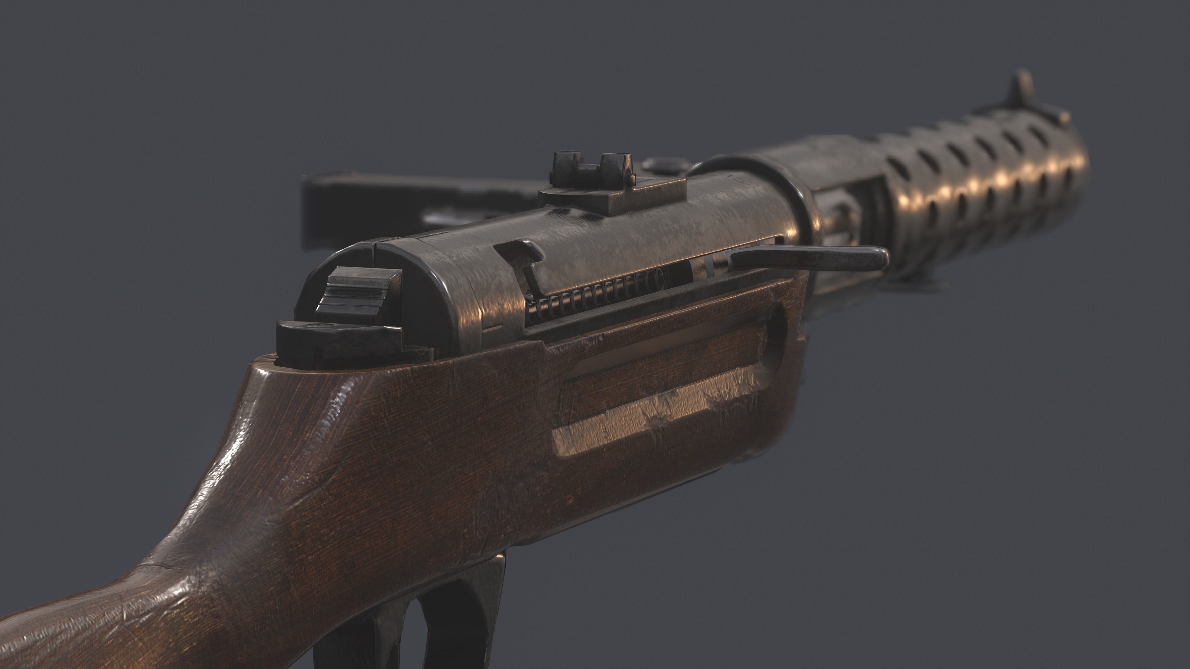 MP 18 German Submachine Game Ready UE4 Unity Low-poly 3D model_3