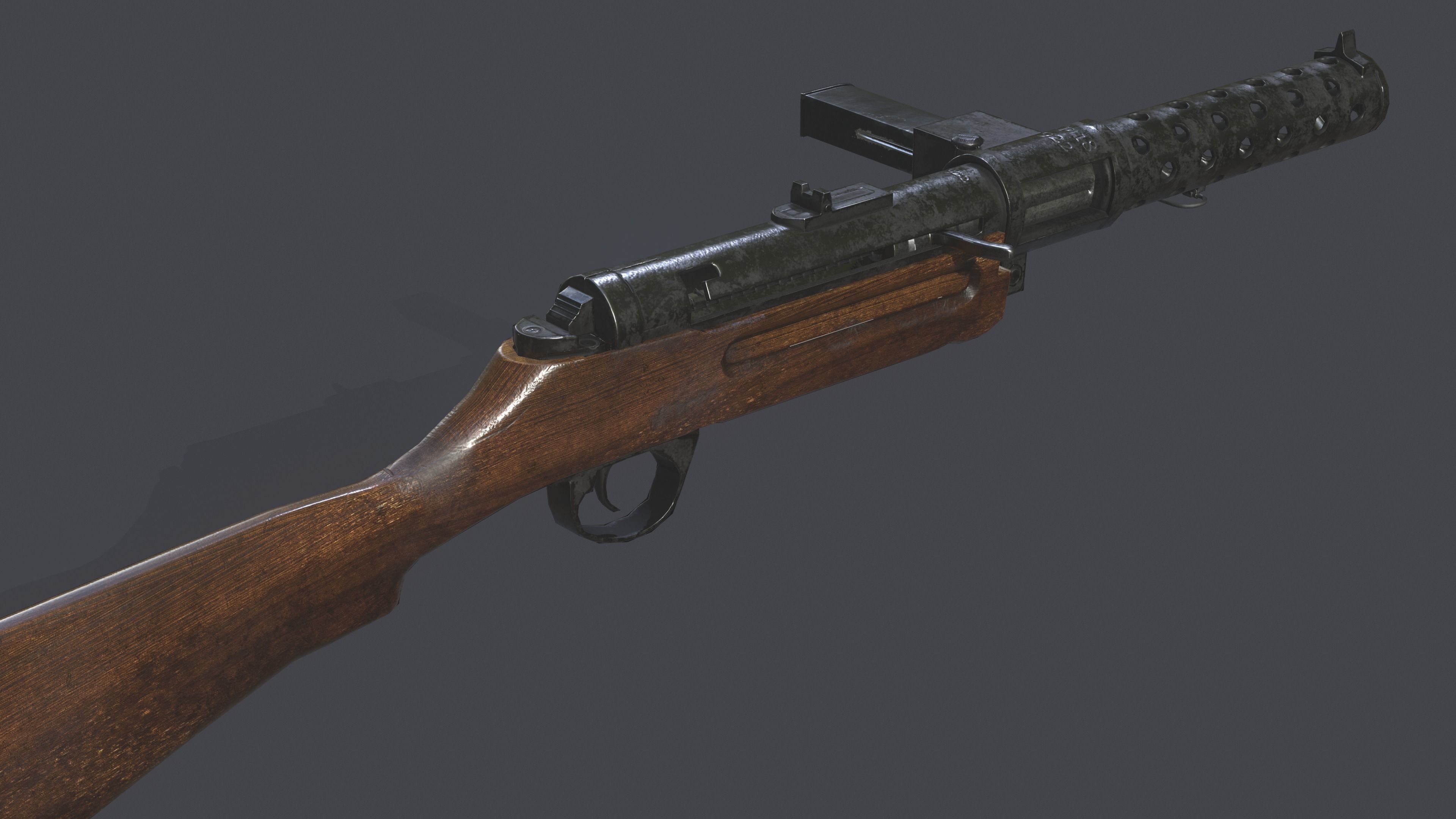 MP 18 German Submachine Game Ready UE4 Unity Low-poly 3D model_4