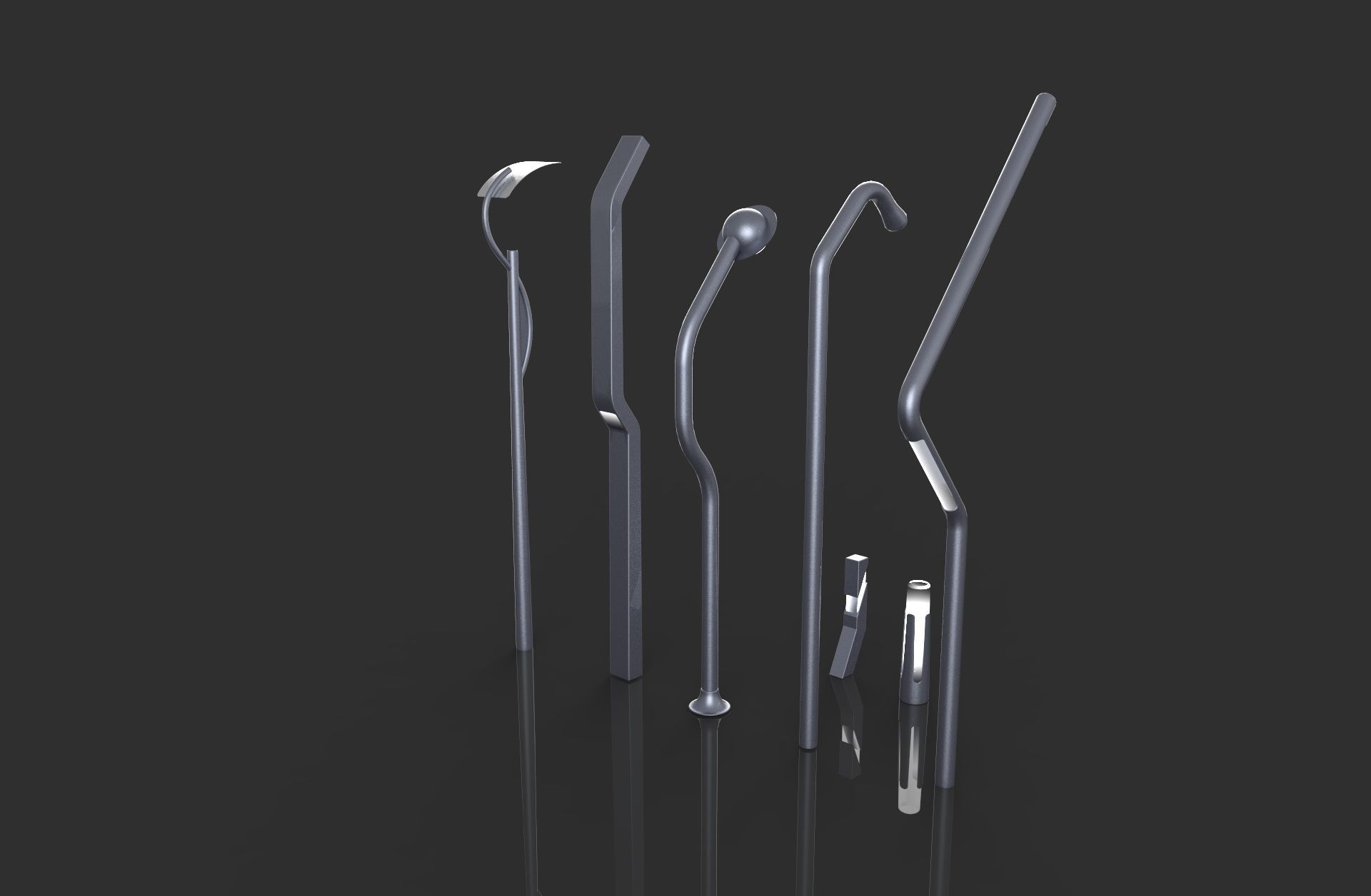 Modern Street Lamp-Bollard Set 3D model_3