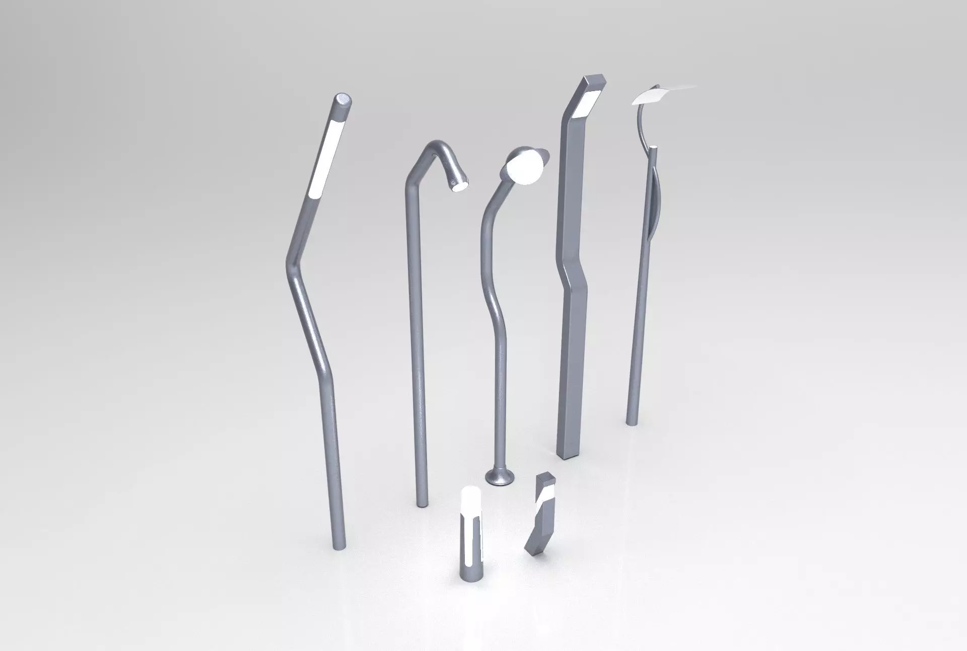 Modern Street Lamp-Bollard Set 3D model_0