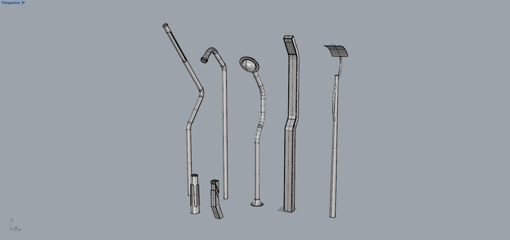 Modern Street Lamp-Bollard Set 3D model_5