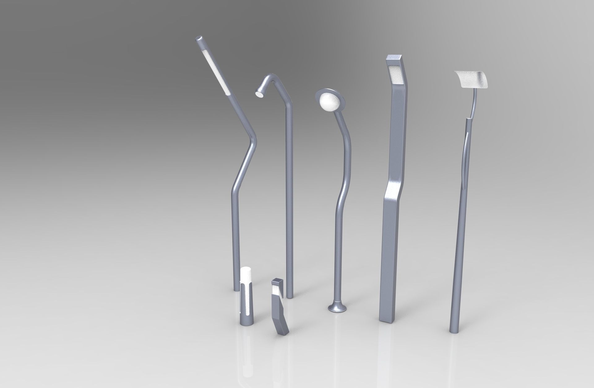 Modern Street Lamp-Bollard Set 3D model_2
