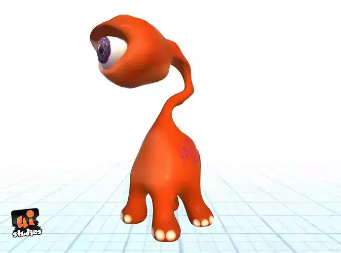 Cartoon Alien Low-poly 3D model