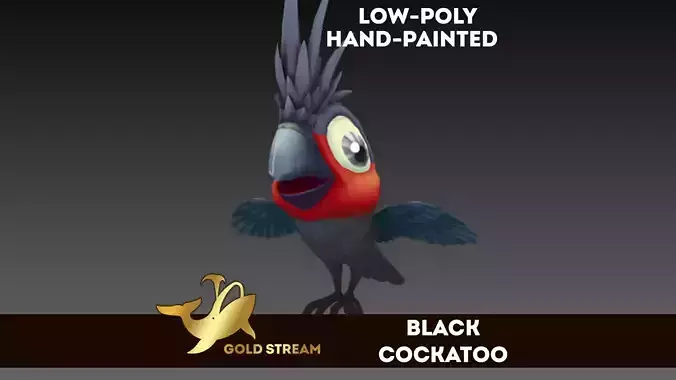 Black Cockatoo Low-poly 3D model