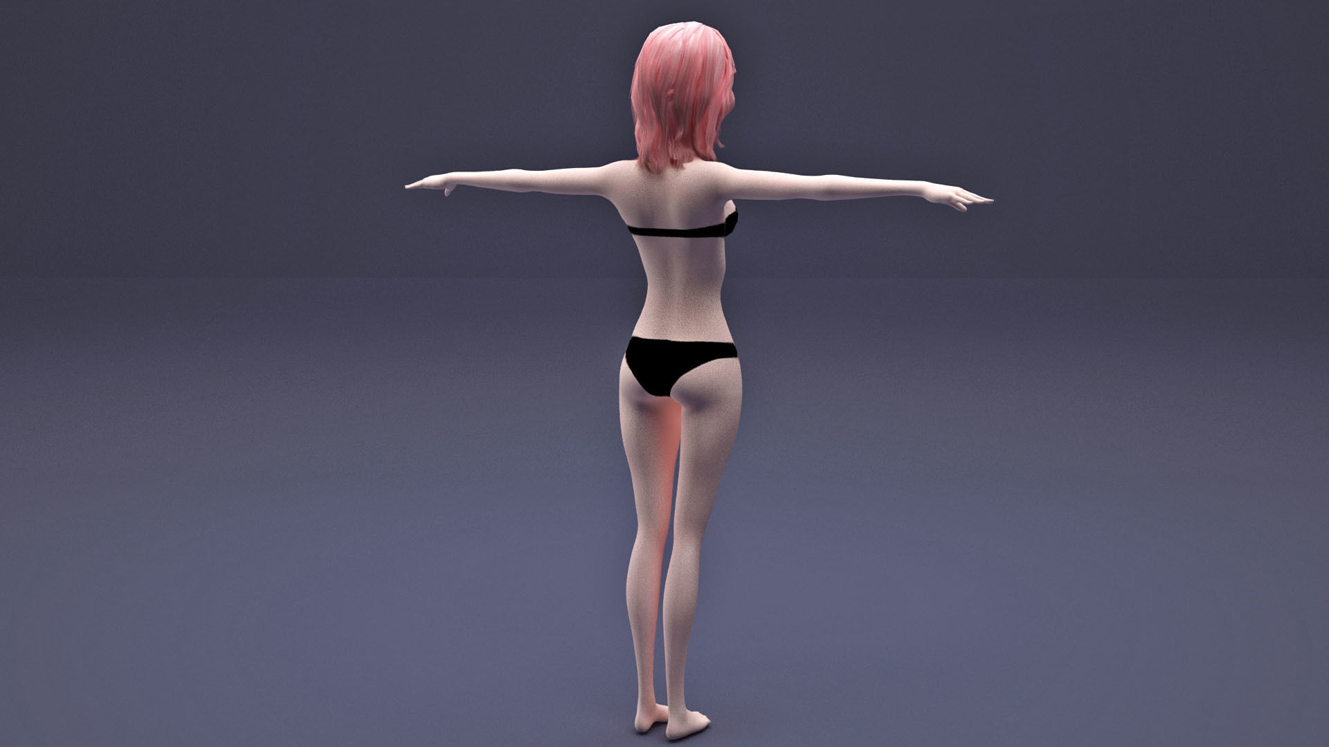 girl in Black Bikini cartoon Low-poly 3D model_6