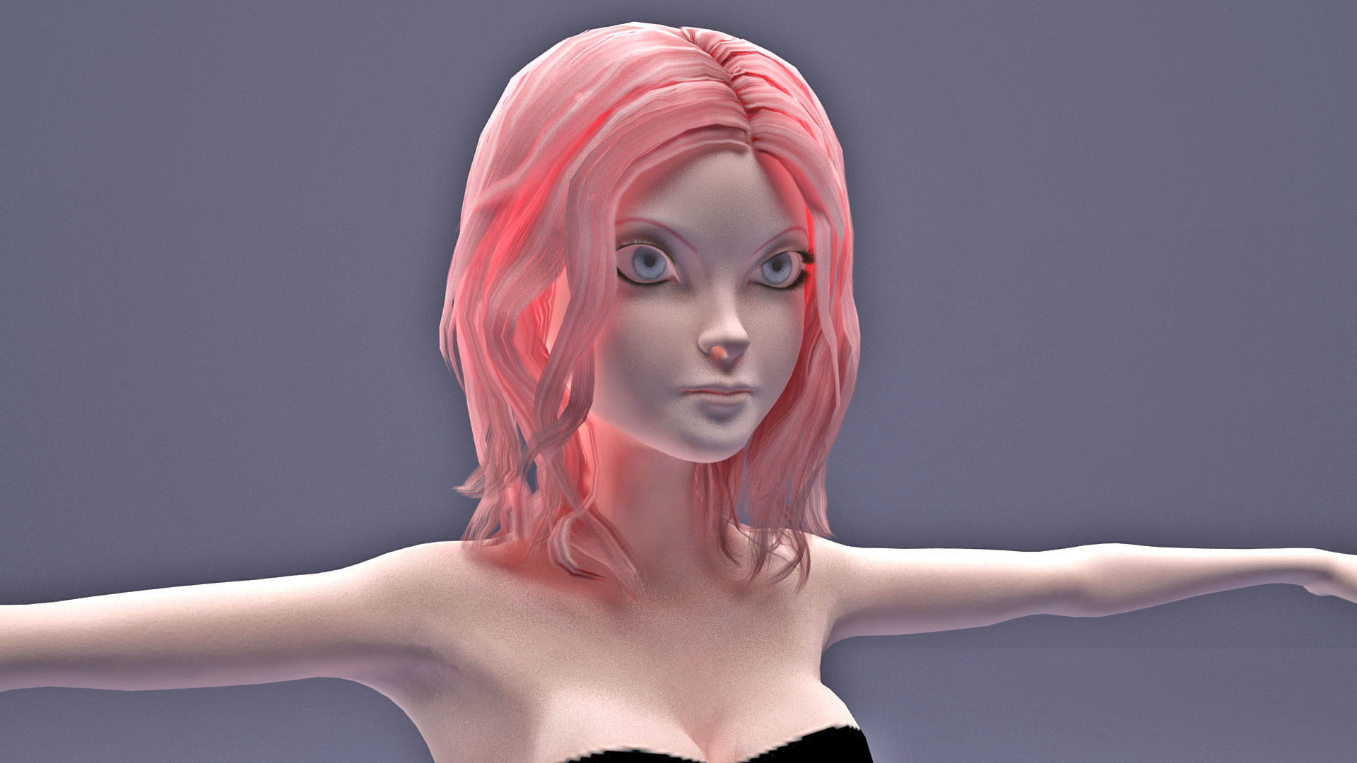 girl in Black Bikini cartoon Low-poly 3D model_2