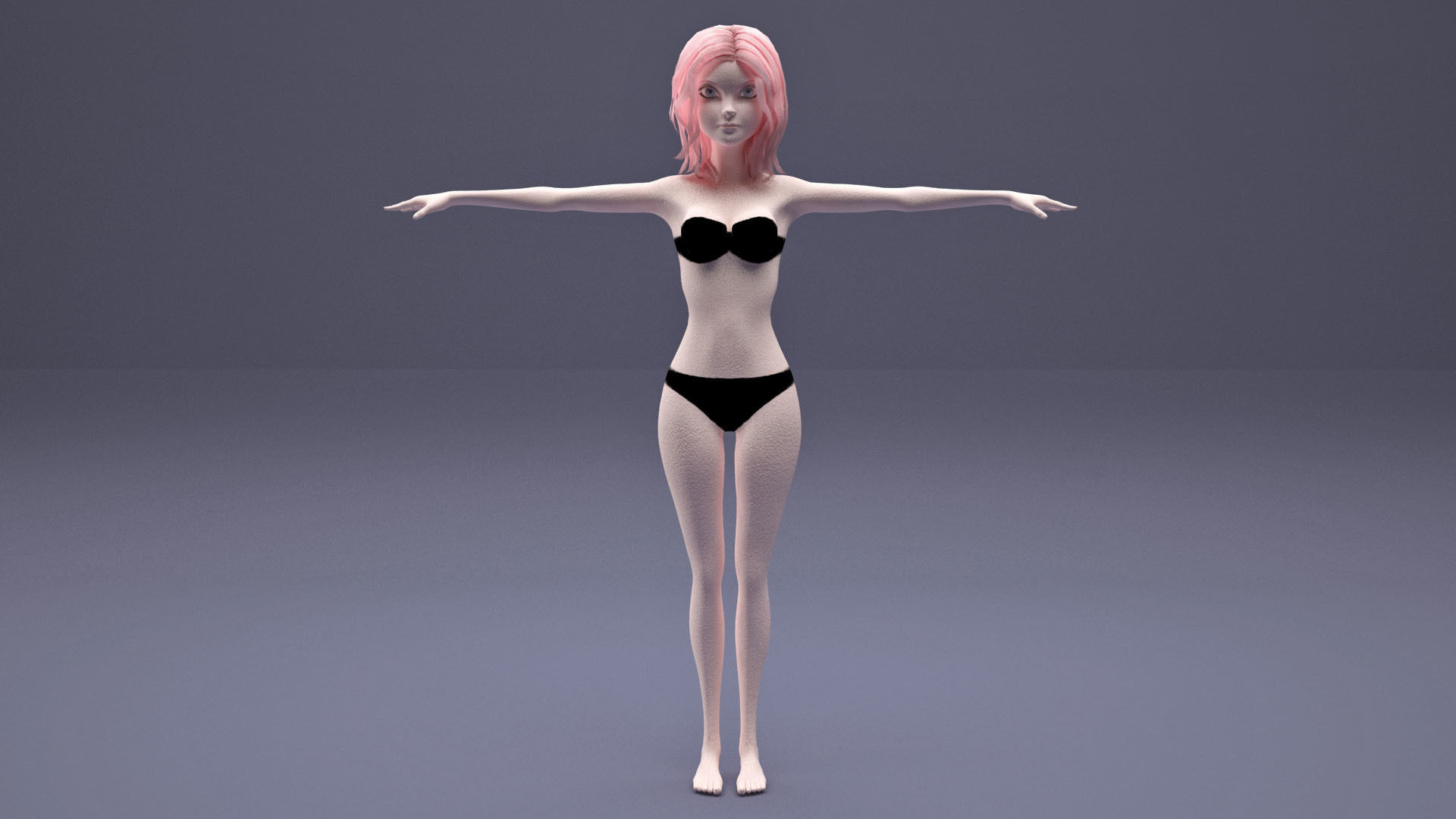 girl in Black Bikini cartoon Low-poly 3D model_3