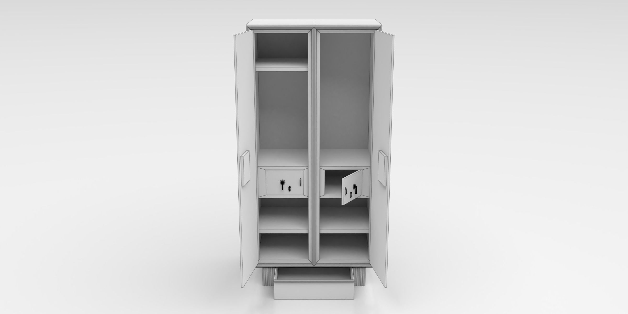 Almirah cabinet Low-poly 3D model_8