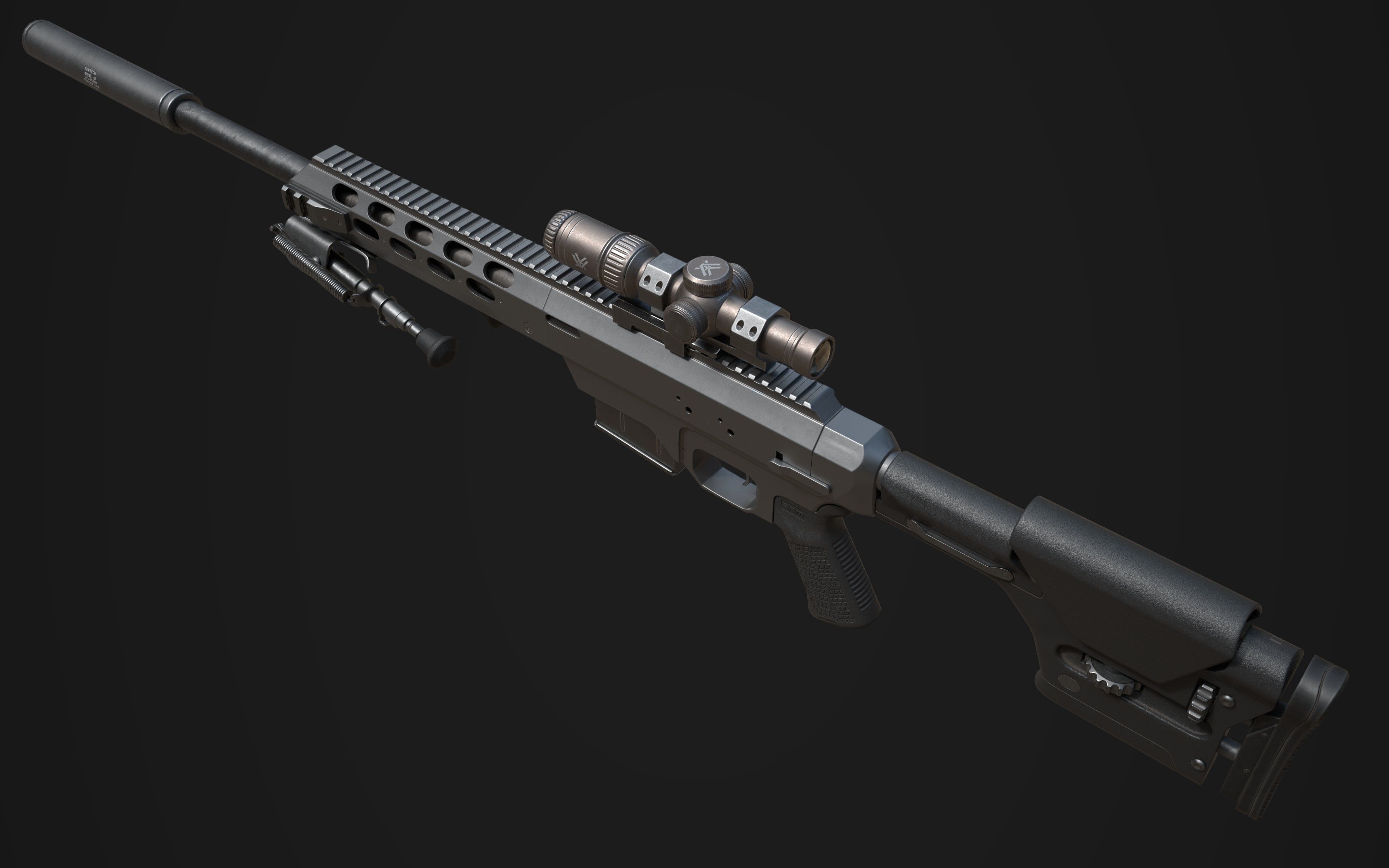 Tac 21 Sniper rifle Game ready  Low-poly 3D model_2