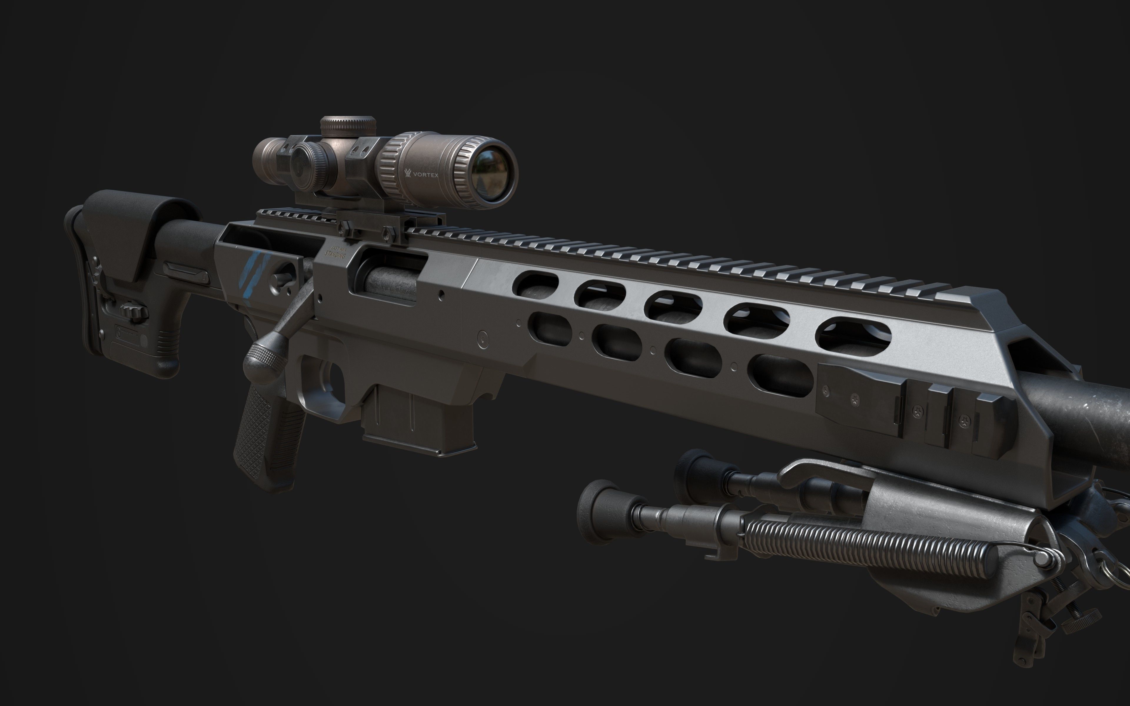 Tac 21 Sniper rifle Game ready  Low-poly 3D model_7