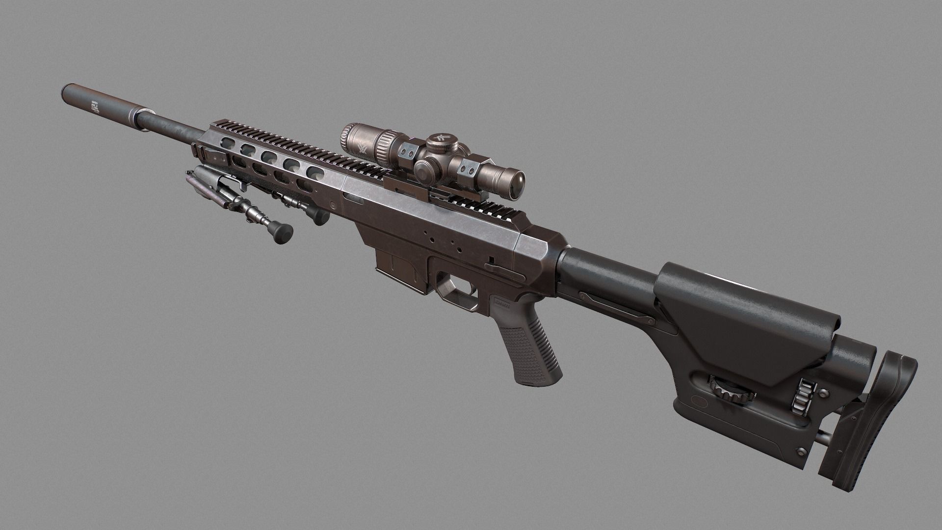 Tac 21 Sniper rifle Game ready  Low-poly 3D model_4