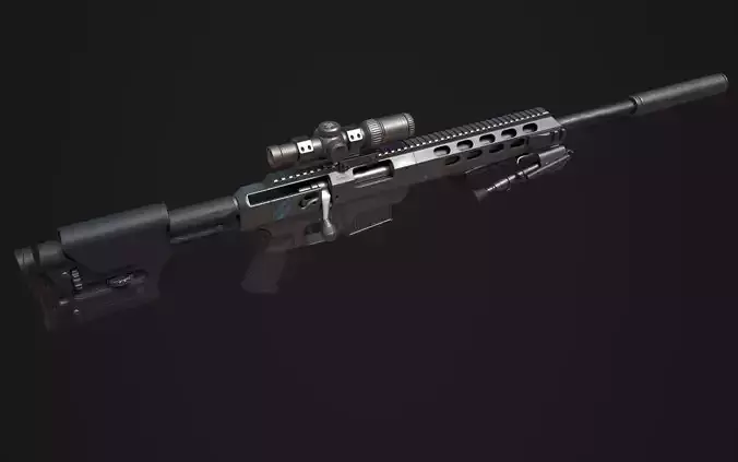 Tac 21 Sniper rifle Game ready  Low-poly 3D model