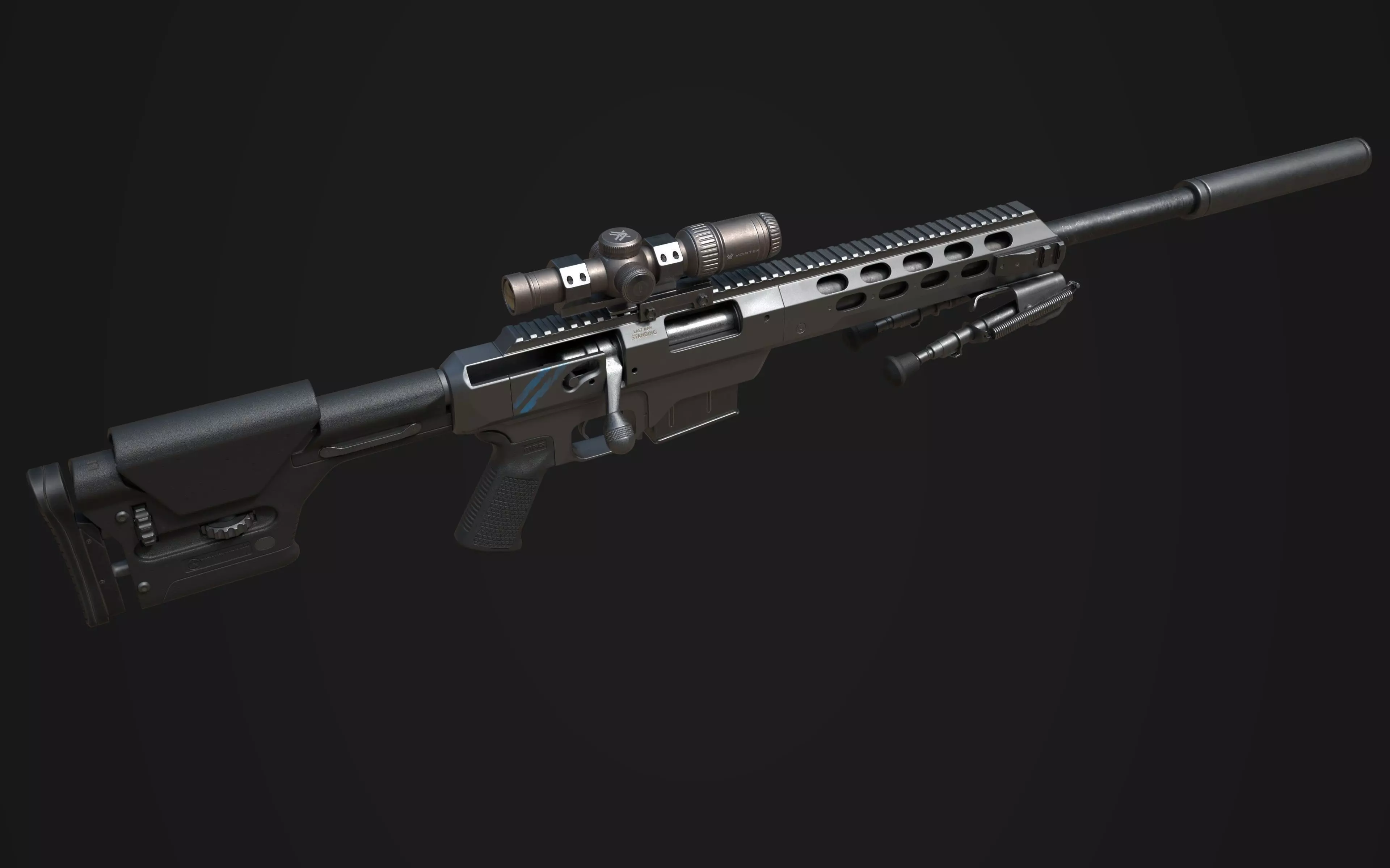 Tac 21 Sniper rifle Game ready  Low-poly 3D model_0