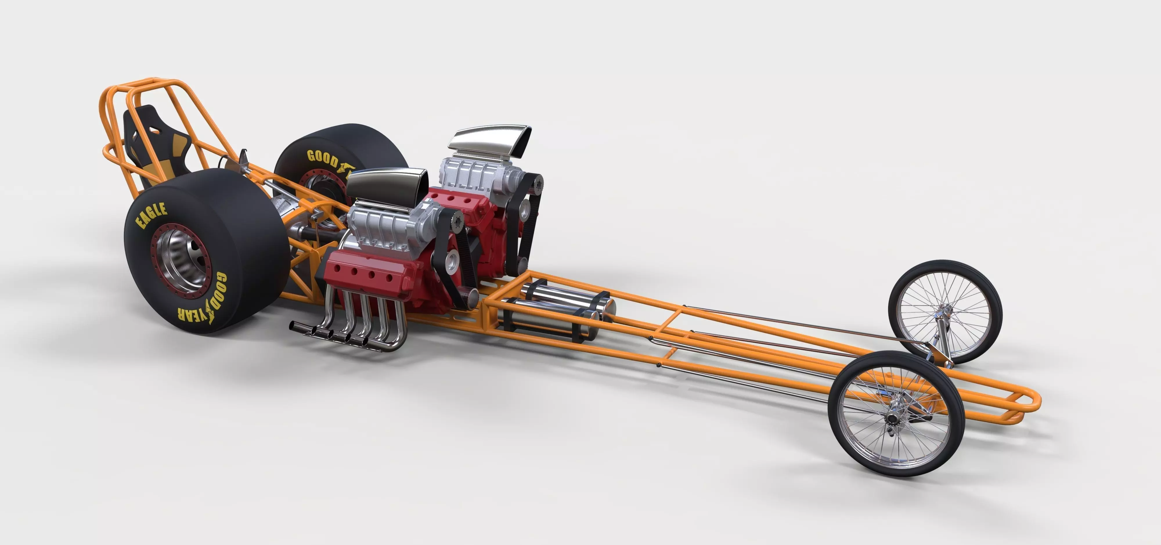 Twin-engined dragster 3D model