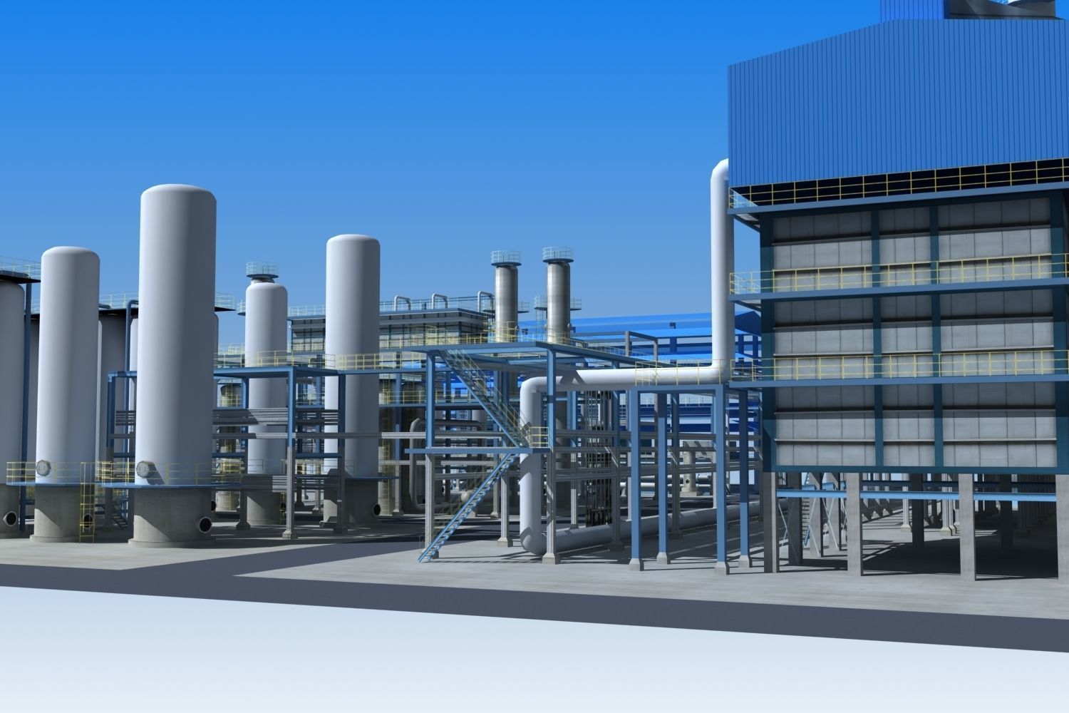 Refinery power plant Low-poly 3D model_7