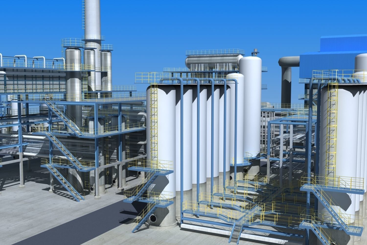 Refinery power plant Low-poly 3D model_6