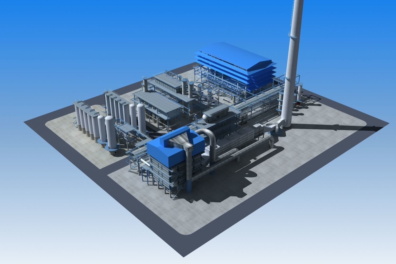 Refinery power plant Low-poly 3D model_3