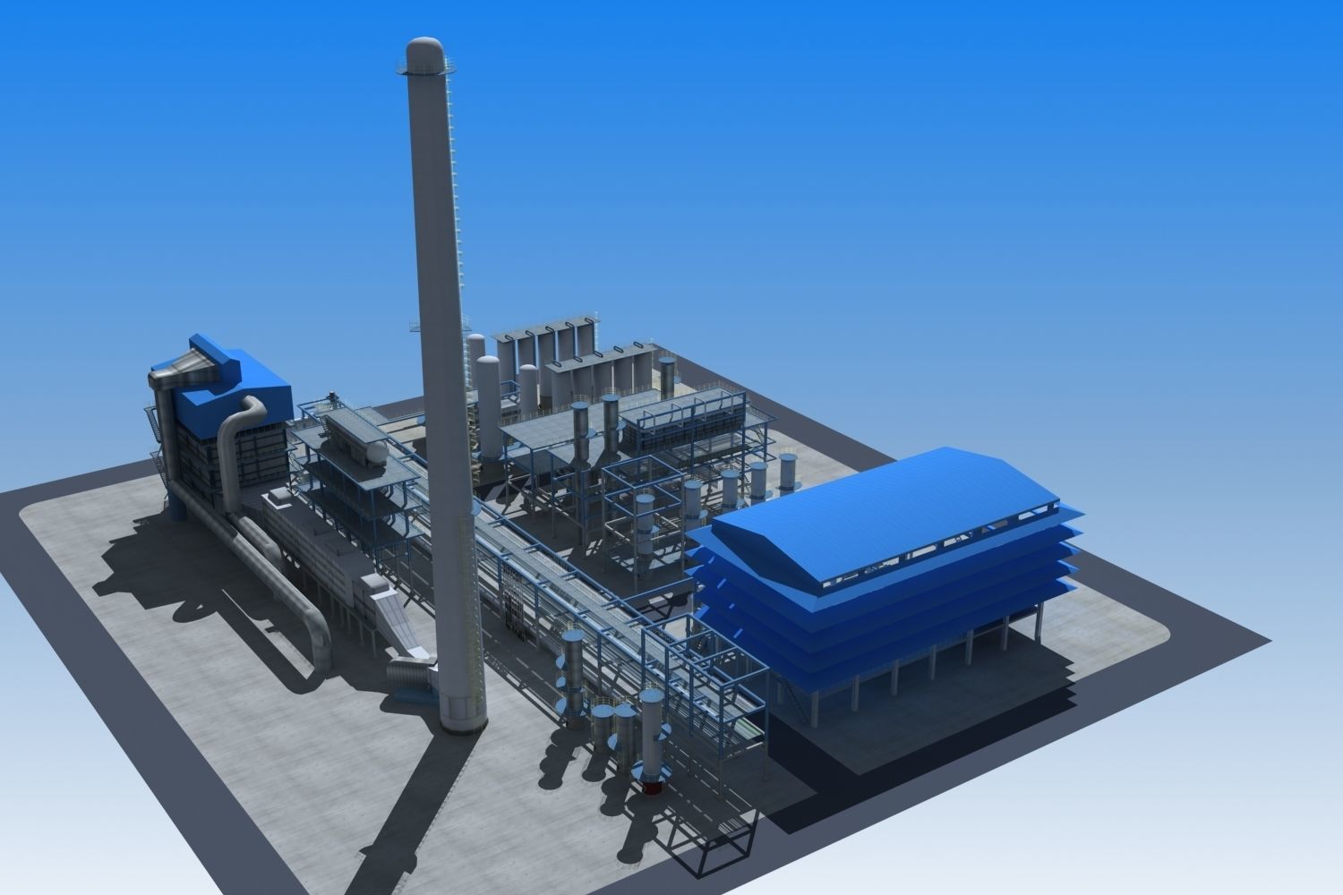 Refinery power plant Low-poly 3D model_2