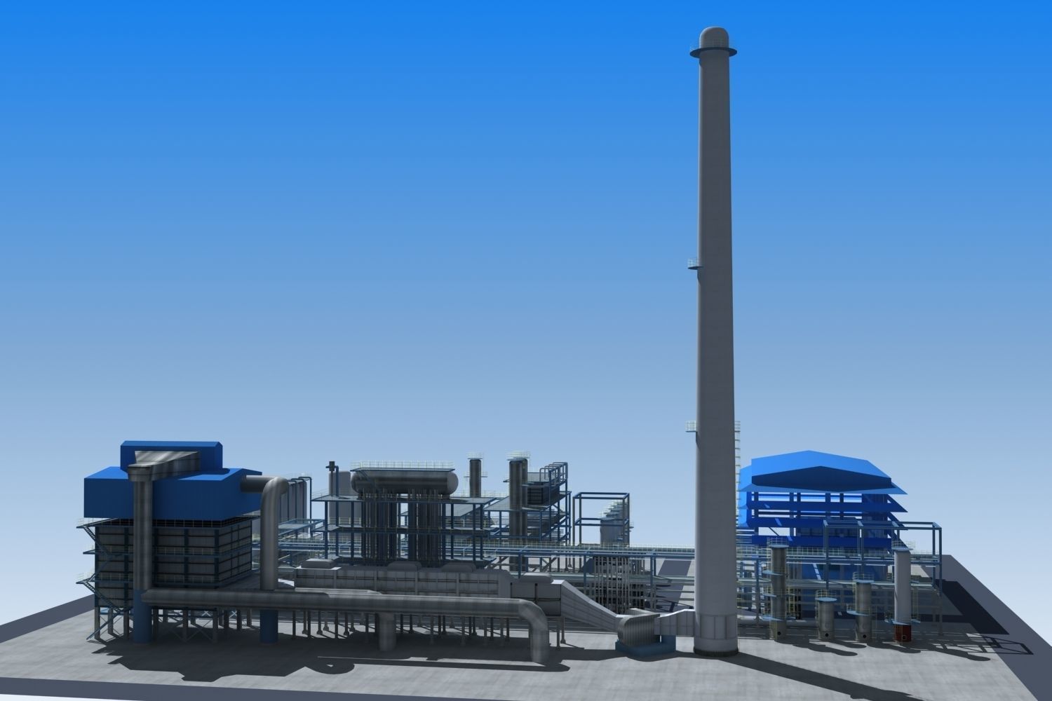 Refinery power plant Low-poly 3D model_4