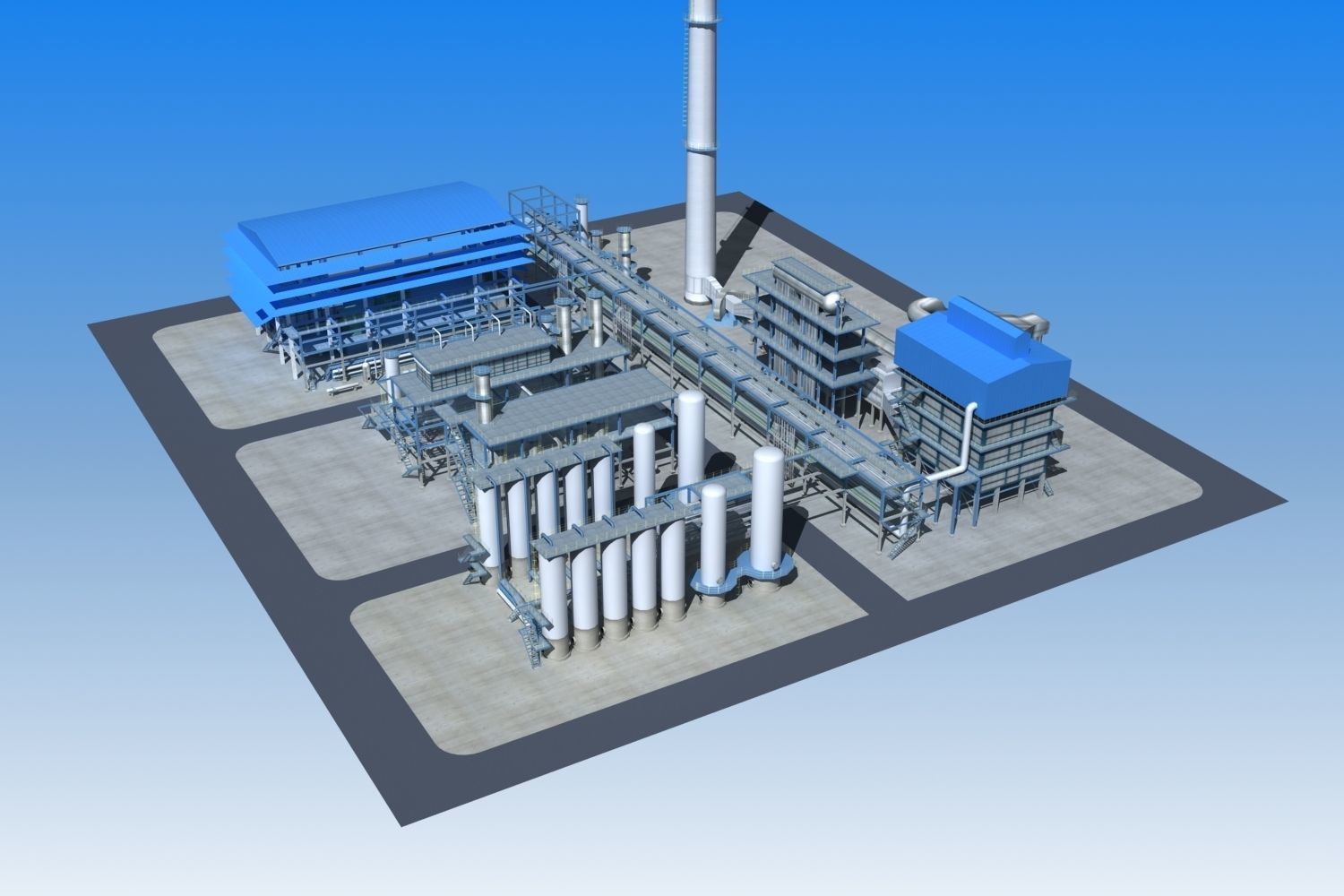 Refinery power plant Low-poly 3D model_1