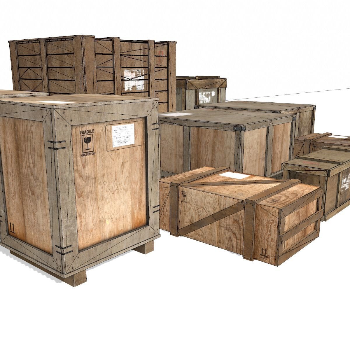 Transport crates Pack 2 PBR Low-poly 3D model_26