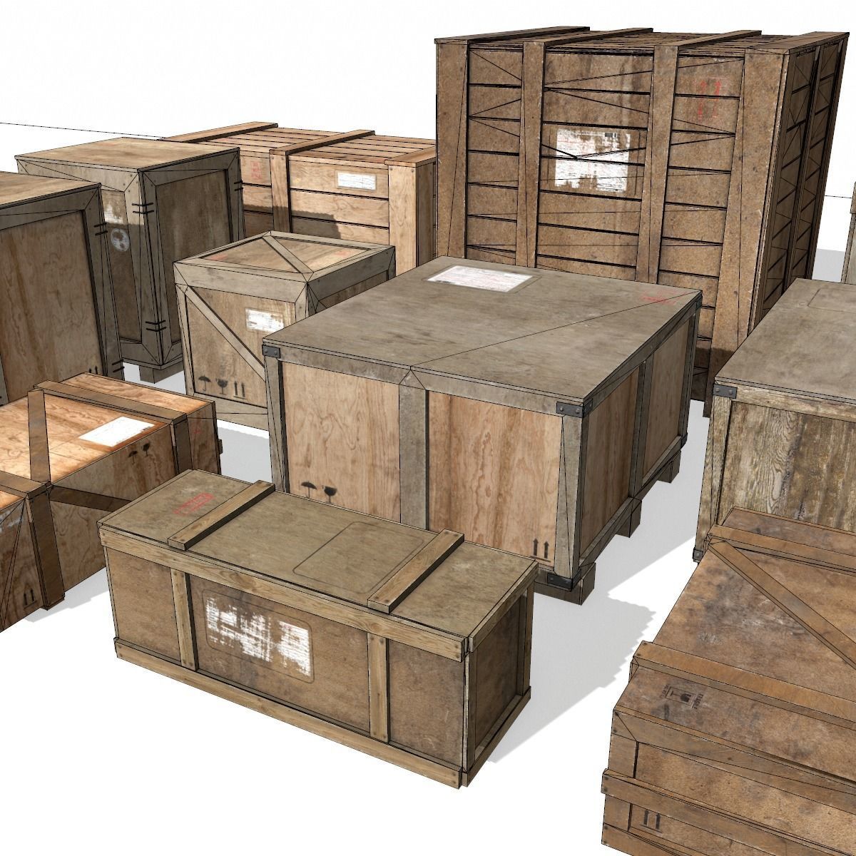 Transport crates Pack 2 PBR Low-poly 3D model_29