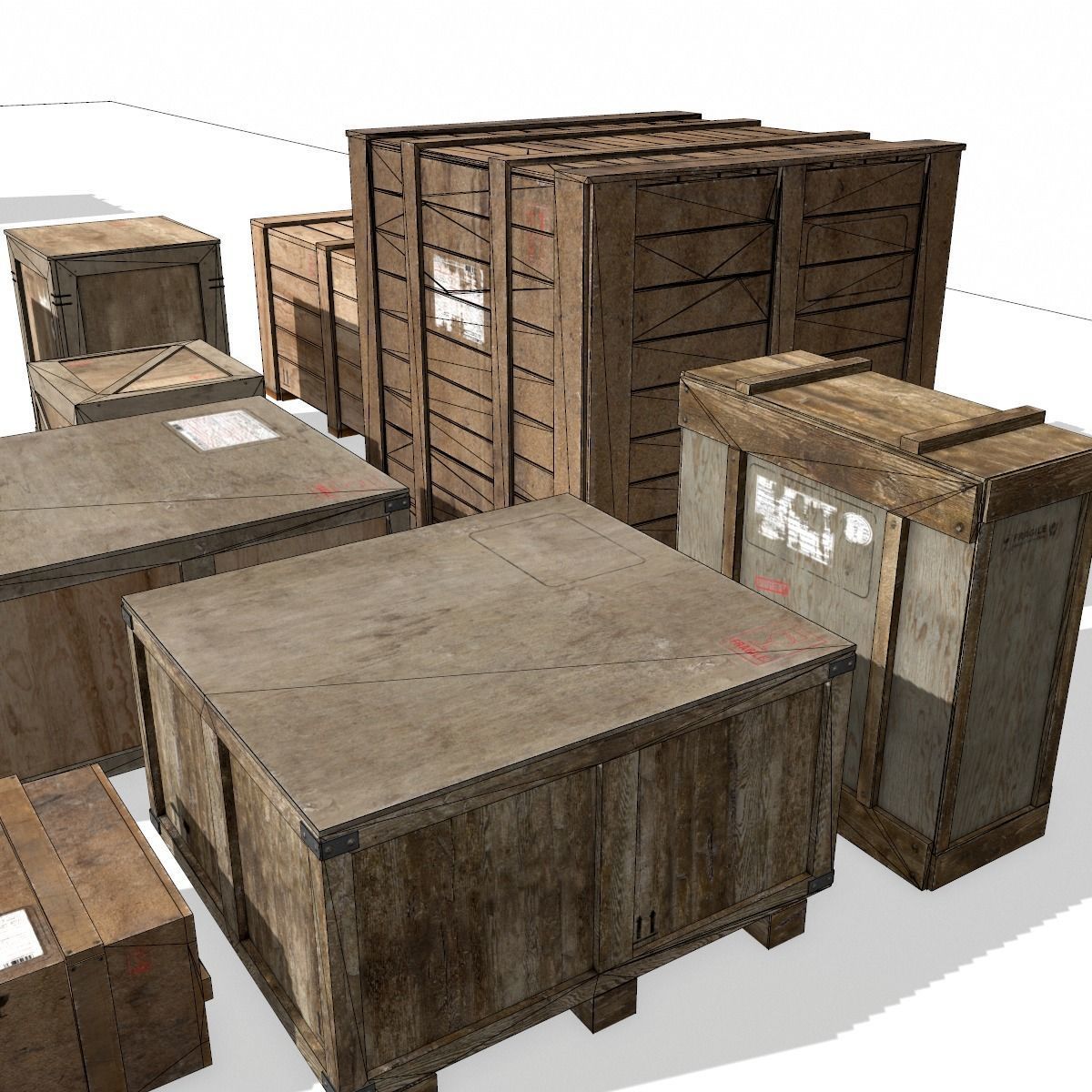 Transport crates Pack 2 PBR Low-poly 3D model_27