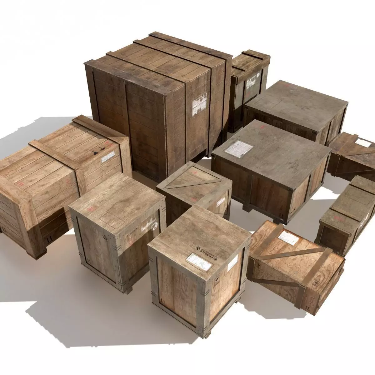 Transport crates Pack 2 PBR Low-poly 3D model_0