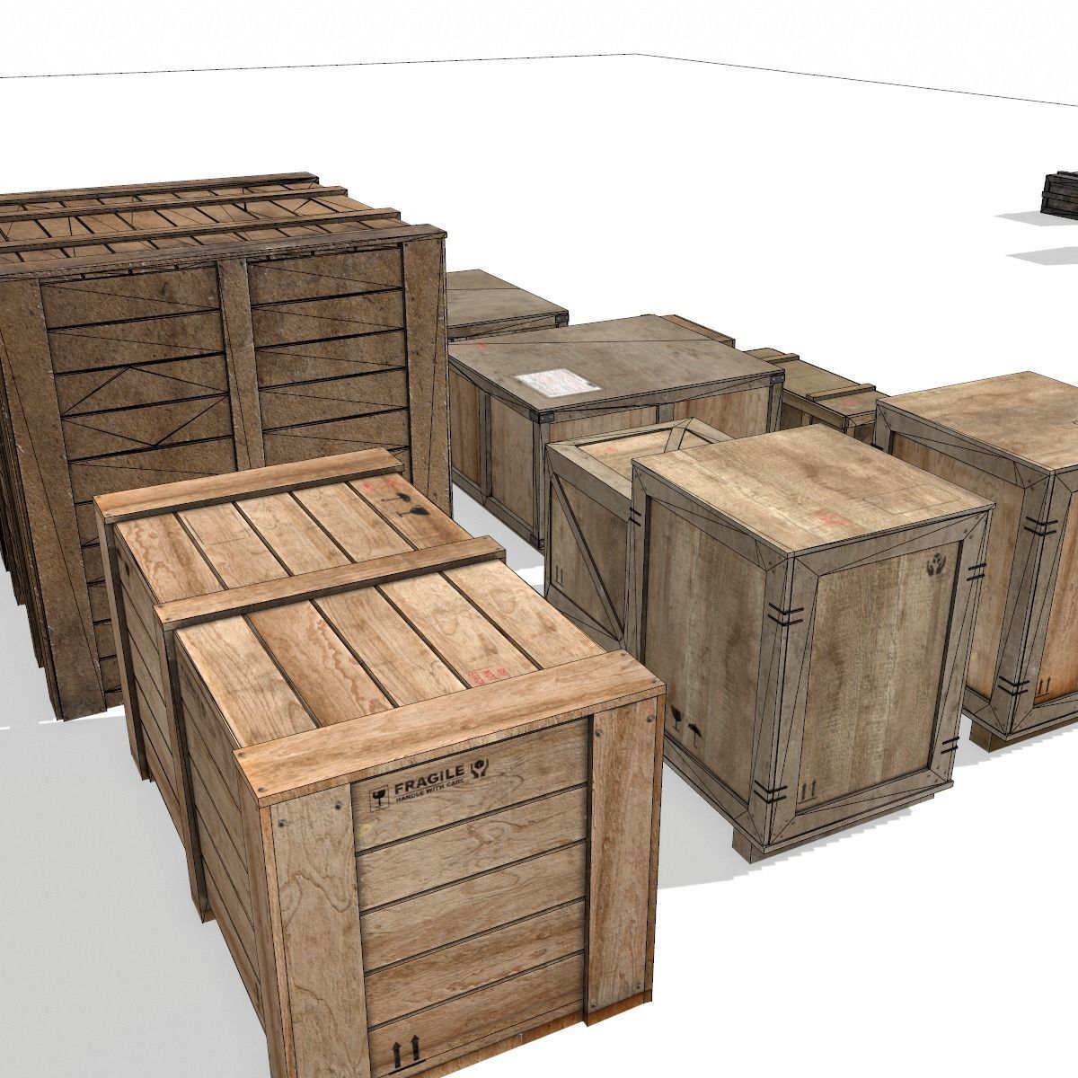 Transport crates Pack 2 PBR Low-poly 3D model_28