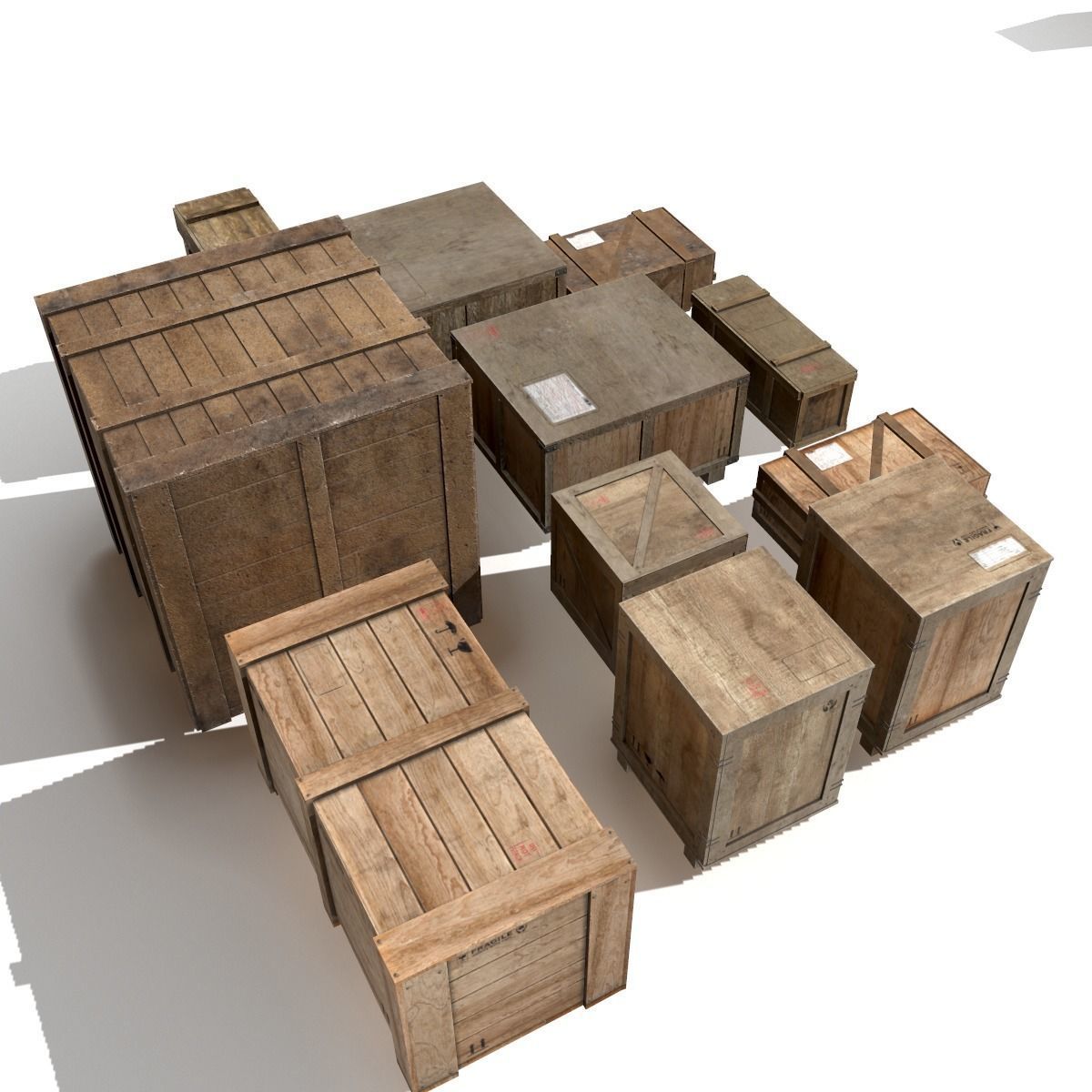 Transport crates Pack 2 PBR Low-poly 3D model_3